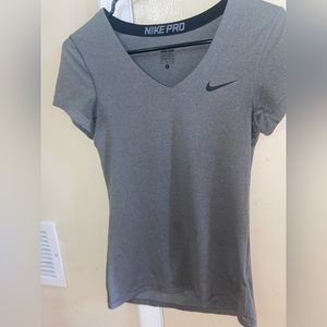 Nike Pro DriFit V Neck Training Shirt Grey S